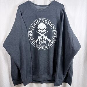 2nd Amendment God Guns Family Skull Graphic Long Sleeve Shirt Mens 3XL Gray